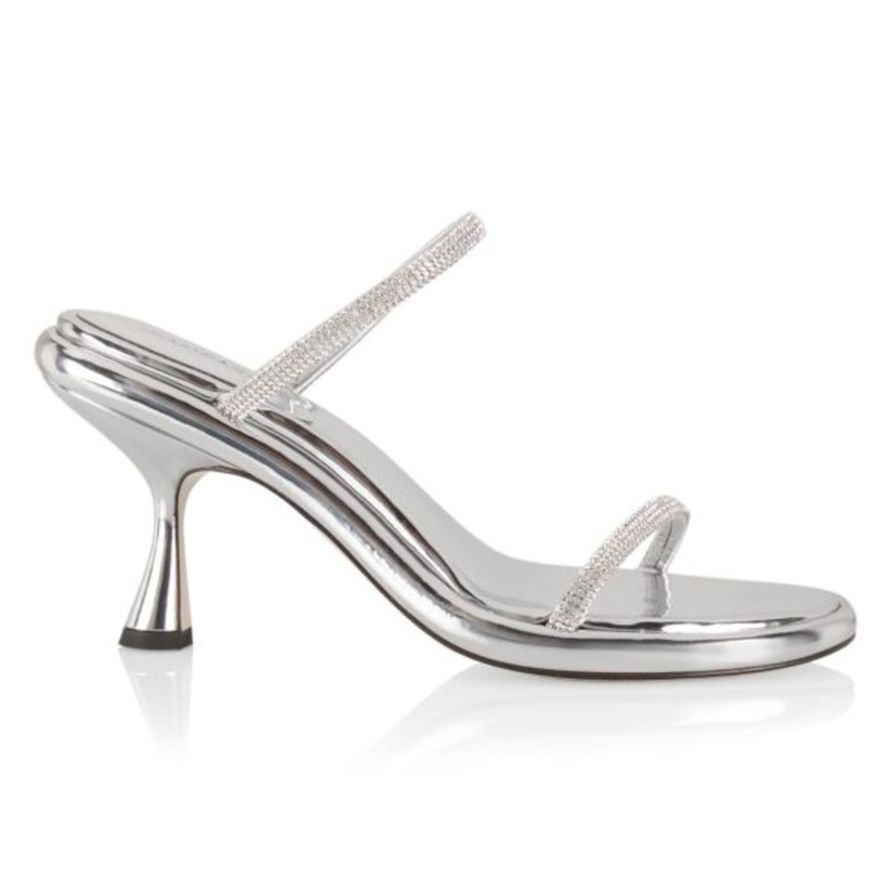 Wandler m- June Strass Metallic Silver sandal with crystals.